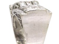 Retro Platinum Cocktail stylised Buckle Ring set with Diamonds