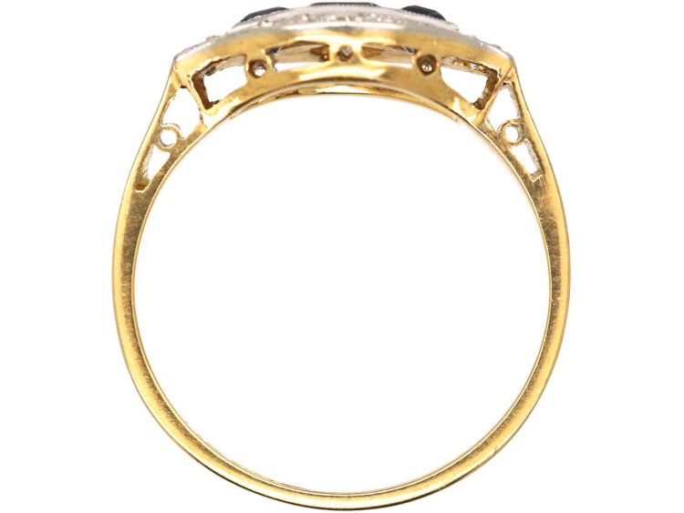 Art Deco 18ct Gold & Platinum, Sapphire & Diamond Ring