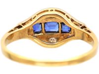Art Deco 18ct Gold & Platinum, Sapphire & Diamond Ring