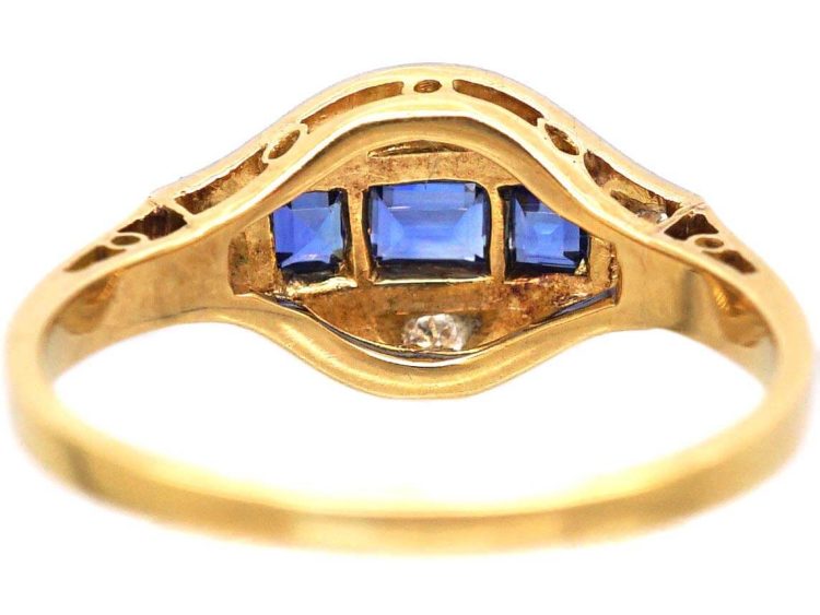 Art Deco 18ct Gold & Platinum, Sapphire & Diamond Ring
