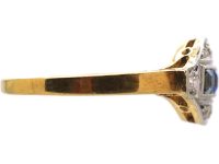 Art Deco 18ct Gold & Platinum, Sapphire & Diamond Ring