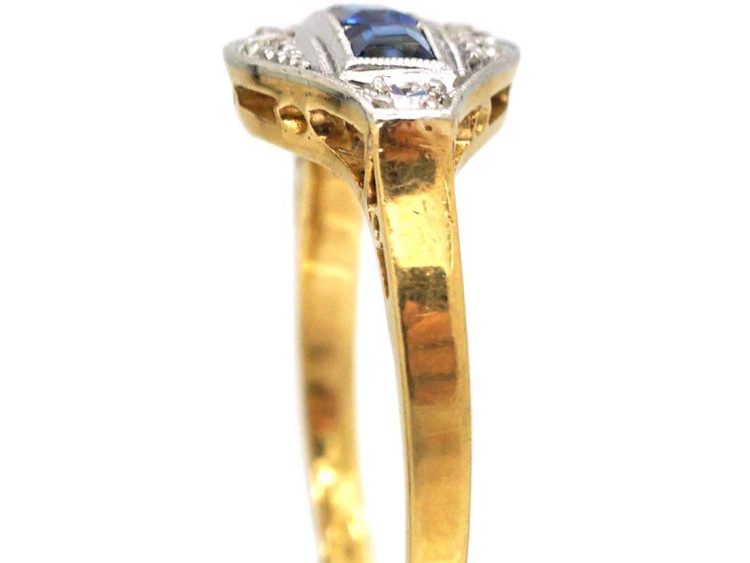 Art Deco 18ct Gold & Platinum, Sapphire & Diamond Ring