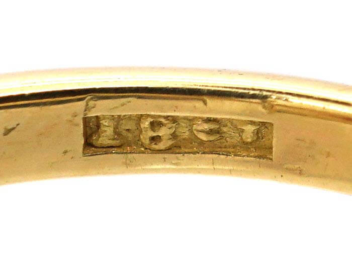 Edwardian 18ct Gold, Pink Sapphire & Diamond Crossover Ring with Rose Diamond Shoulders