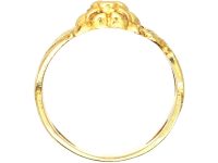 Swedish Art Nouveau 18ct Gold Leopard's Mask Ring set with a Diamond