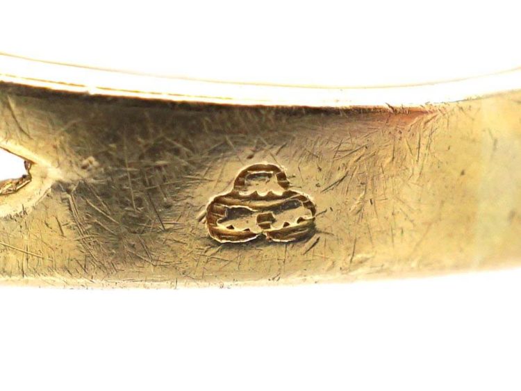 Swedish Art Nouveau 18ct Gold Leopard's Mask Ring set with a Diamond