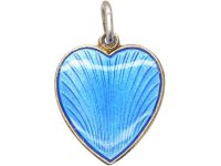 Mid 20th Century Silver Gilt Blue Enamel Heart Pendant