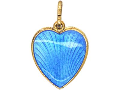 Mid 20th Century Silver Gilt & Blue Enamel Heart Pendant