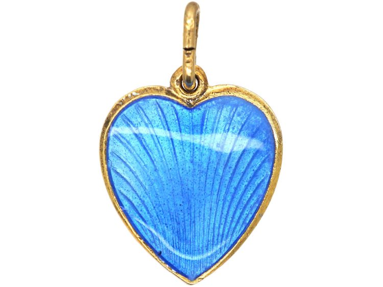 Mid 20th Century Silver Gilt & Blue Enamel Heart Pendant