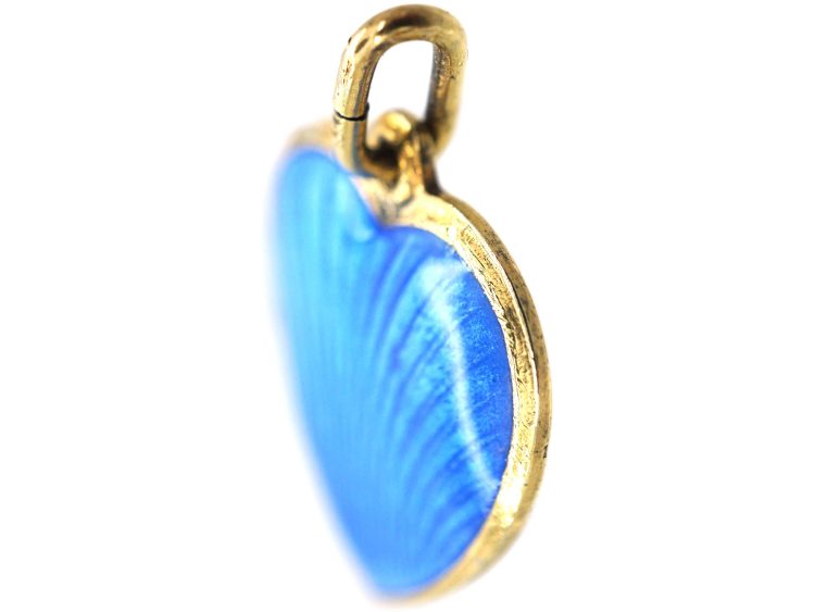 Mid 20th Century Silver Gilt & Blue Enamel Heart Pendant