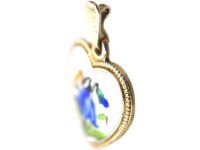 Mid 20th Century Silver Gilt Heart Pendant with Enamelled Hair Bell