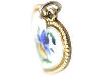 Mid 20th Century Silver Gilt & Enamel Pansy Heart Pendant