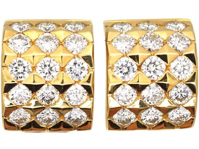 18ct Gold Clip On Half Hoop Earrings set with Diamonds by Boucheron