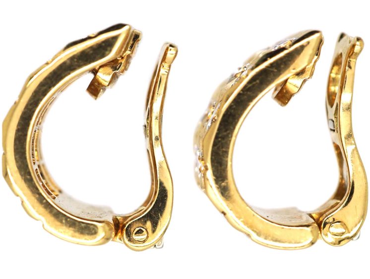18ct Gold Clip On Half Hoop Earrings set with Diamonds by Boucheron