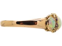 Early Victorian 15ct Gold Three Stone Opal & Ruby Ring