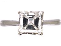 18ct White Gold Ring set with a Square Step Cut Diamond
