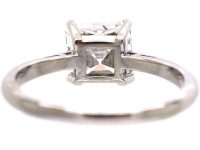 18ct White Gold Ring set with a Square Step Cut Diamond