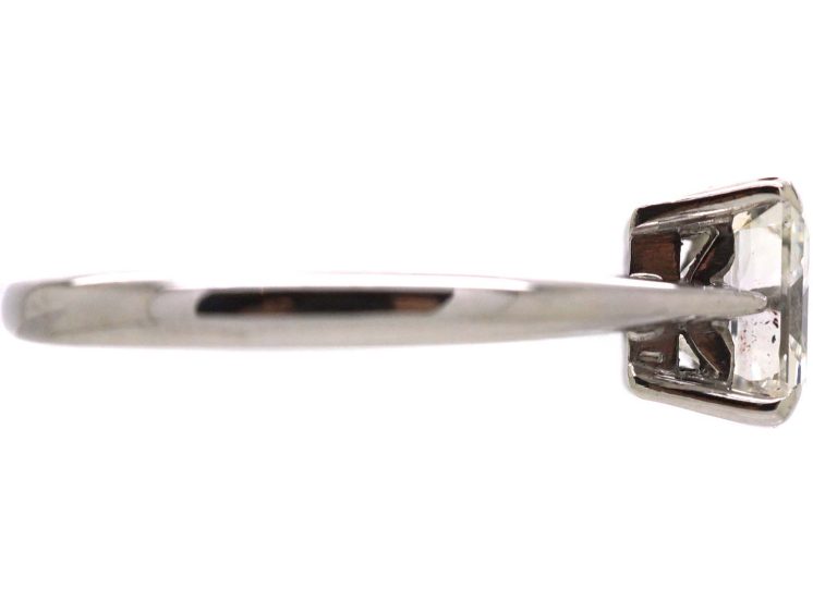 18ct White Gold Ring set with a Square Step Cut Diamond