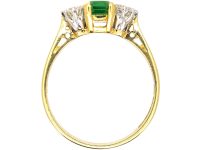 18ct Gold Ring set with a Green Garnet & Two Diamonds