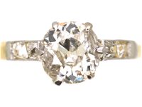 Early 20th Century 18ct & Platinum, Old Mine Cut Diamond Solitaire Ring with Diamond set Shoulders