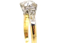 Early 20th Century 18ct & Platinum, Old Mine Cut Diamond Solitaire Ring with Diamond set Shoulders