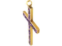 Victorian Large 18ct Gold Cross set with Amethysts & Diamonds