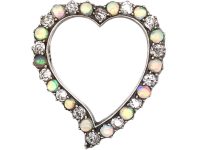 Edwardian 15ct Gold Opal & Diamond Weeping Heart Brooch