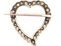 Edwardian 15ct Gold Opal & Diamond Weeping Heart Brooch