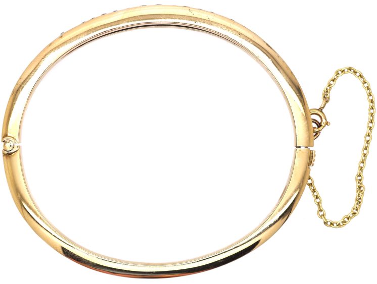 Edwardian 15ct Gold Bangle set with Graduated Old Mine Cut Diamonds