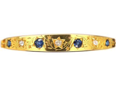 Edwardian 15ct Gold Bangle set with Sapphires & Diamonds