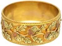 Victorian Three Colour 18ct Gold Acorn & Oak Leaf Wedding Ring