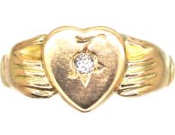 Victorian 9ct Gold Fede & Heart Ring set with a Diamond