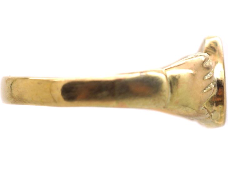 Victorian 9ct Gold Fede & Heart Ring set with a Diamond