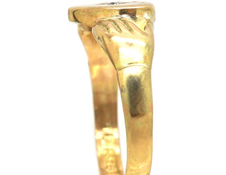 Victorian 9ct Gold Fede & Heart Ring set with a Diamond