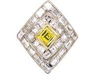 18ct Gold Diamond Shpaed Ring set with Diamonds & a Canary Yellow Diamond