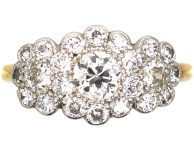 Edwardian 18ct Gold & Platinum Triple Cluster Diamond Ring