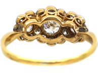Edwardian 18ct Gold & Platinum Triple Cluster Diamond Ring