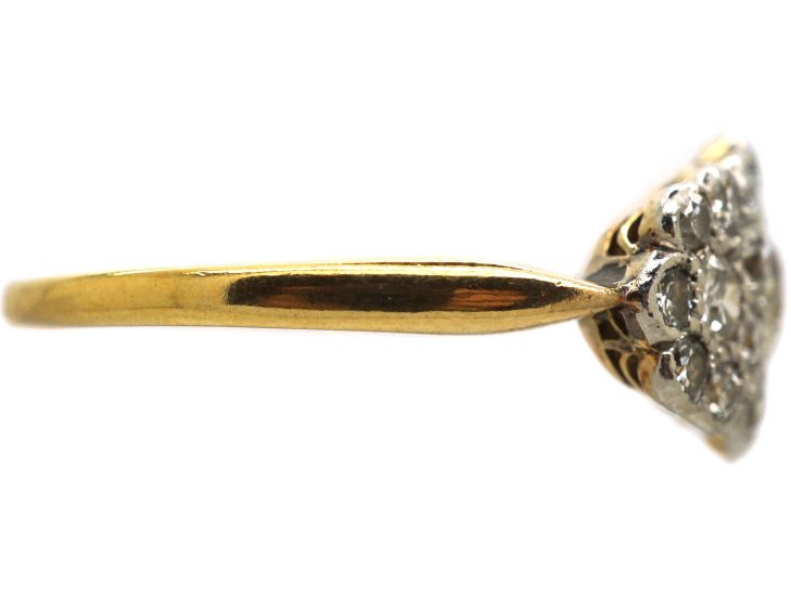Edwardian 18ct Gold & Platinum Triple Cluster Diamond Ring
