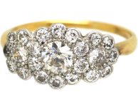Edwardian 18ct Gold & Platinum Triple Cluster Diamond Ring