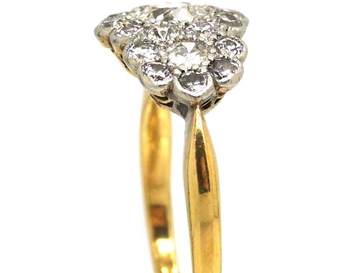Edwardian 18ct Gold & Platinum Triple Cluster Diamond Ring