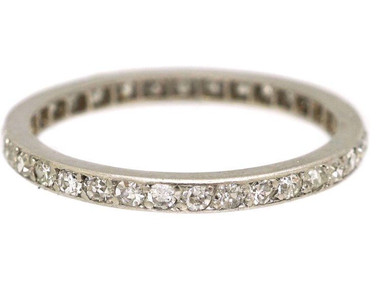 Early 20th Century Platinum Diamond Narrow Eternity Ring