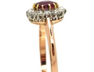 Early 20th Century 14ct Gold,  Ruby & Diamond Oval Cluster Ring