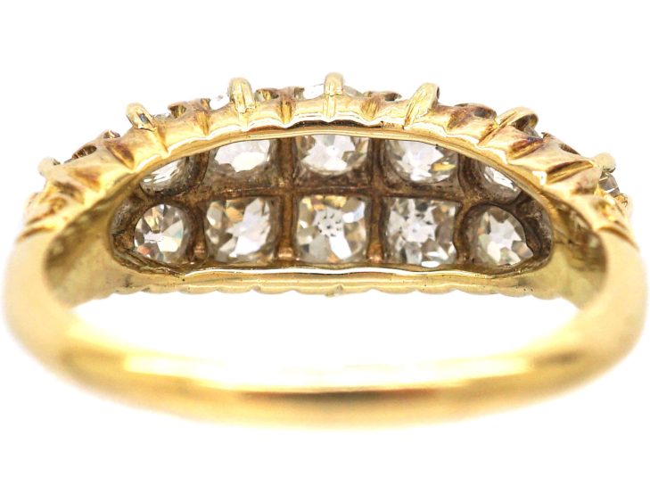 Victorian 18ct Gold Boat Shaped Ring set with Diamonds