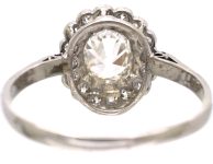 French Early 20th Century 18ct White Gold Diamond Cluster Ring