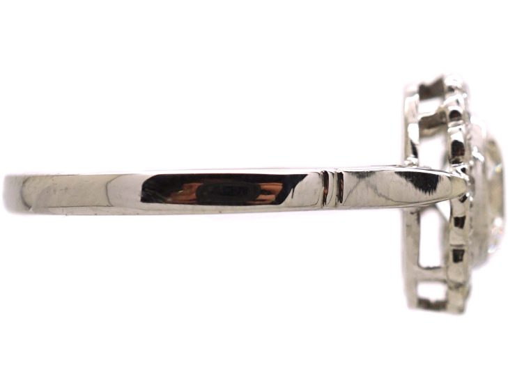 French Early 20th Century 18ct White Gold Diamond Cluster Ring