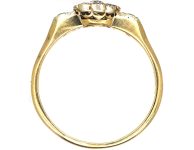 Edwardian 18ct Gold & Platinum Diamond Cluster Ring with Diamond set Shoulders