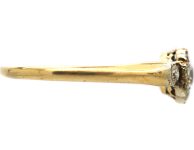 Edwardian 18ct Gold & Platinum Diamond Cluster Ring with Diamond set Shoulders