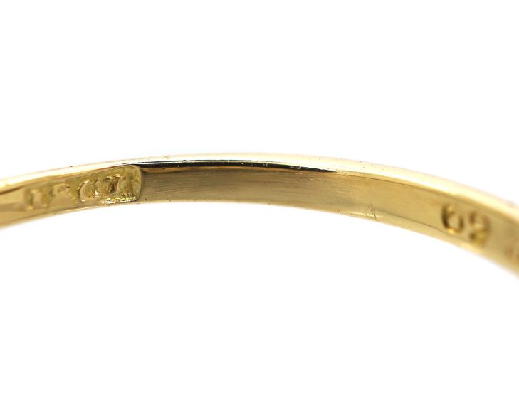 Edwardian 18ct Gold & Platinum Diamond Cluster Ring with Diamond set Shoulders