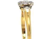 Edwardian 18ct Gold & Platinum Diamond Cluster Ring with Diamond set Shoulders