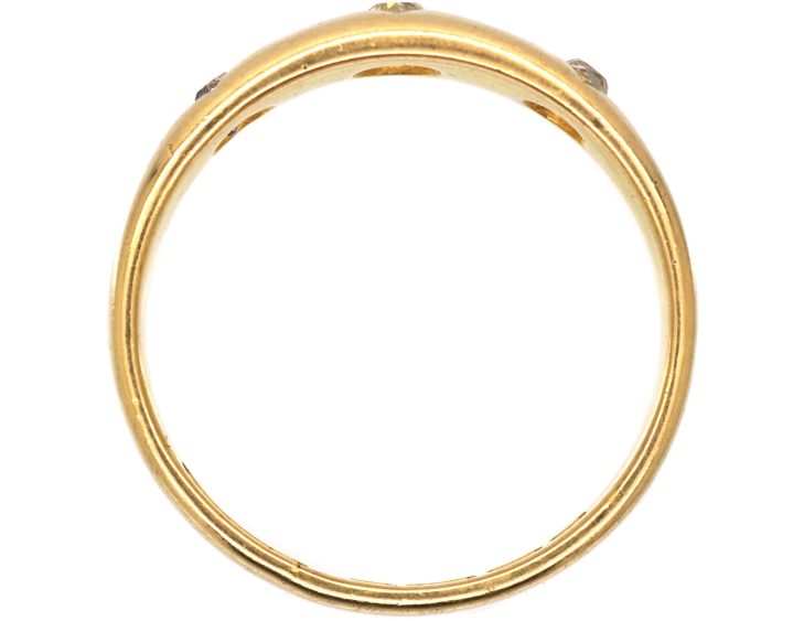 Victorian 18ct Gold Three Stone Diamond Gypsy Ring