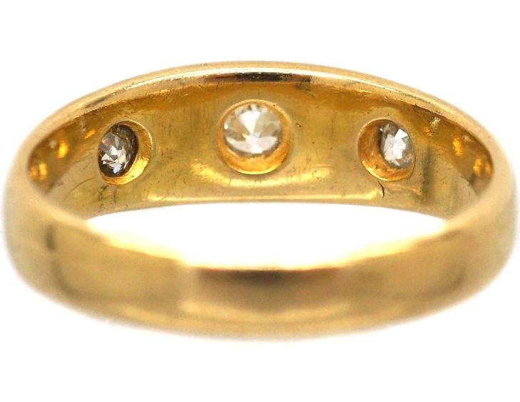 Victorian 18ct Gold Three Stone Diamond Gypsy Ring
